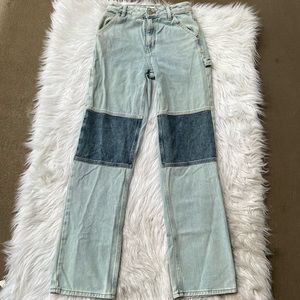 PacSun Knee Patch Carpenter High Rise Wide Leg Mom Jean